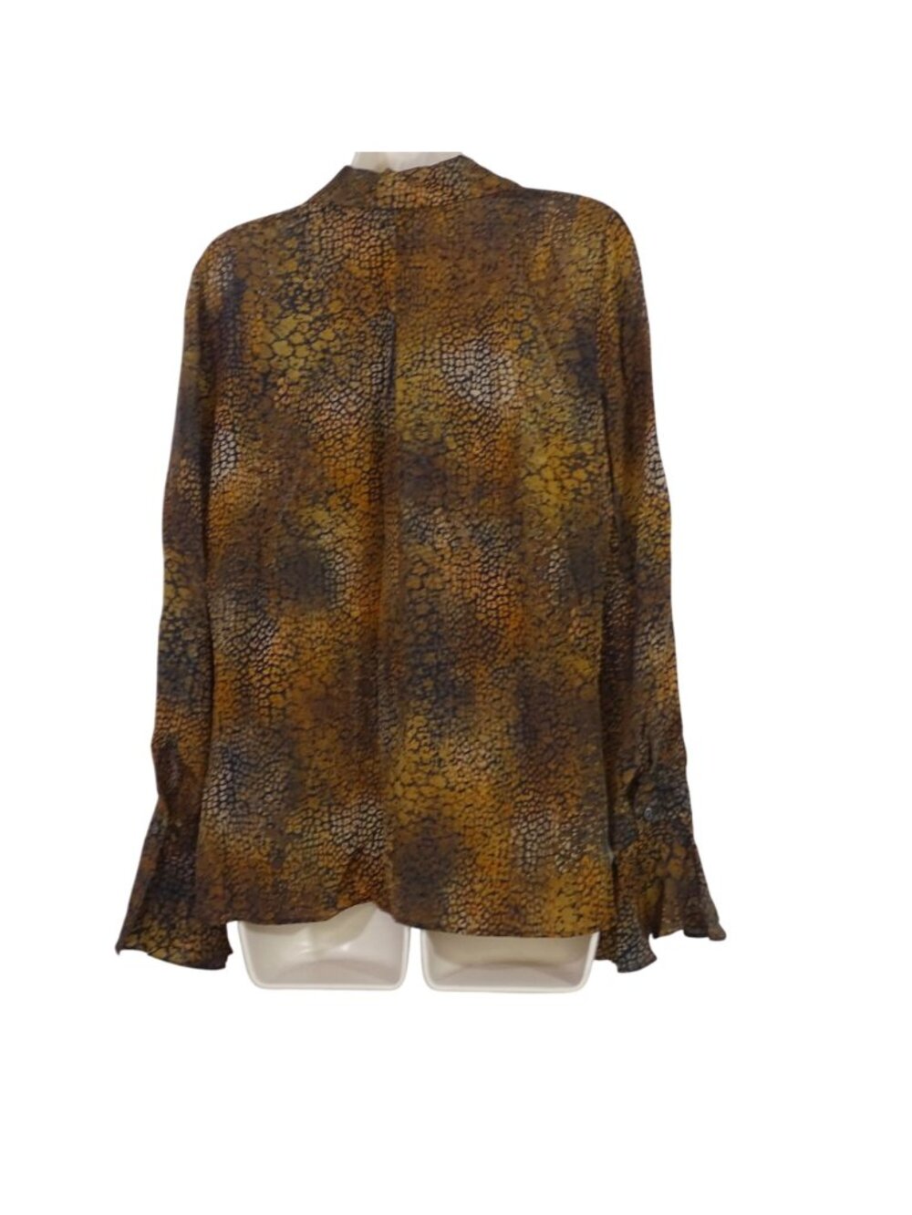 Kobi Halperin Animal Leopard Print Silk Blouse Women Size S Long Bell Sleeves - Picture 7 of 13